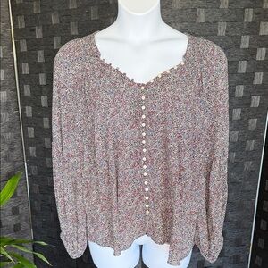 Romantic Floral Button-Down Blouse